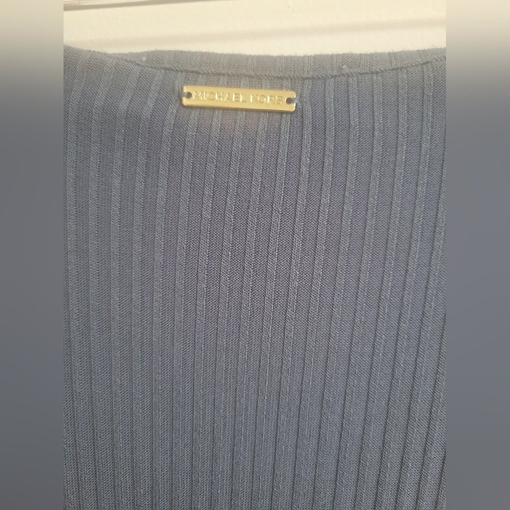 Michael Kors Blue/Grey Ribbed Gold Rings Strap Tank Dress - Picture 4 of 5